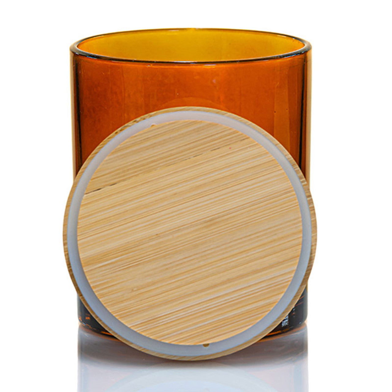 Amber Candle Jar With Bamboo Lid 14.5oz - AFFILIATED - Candle Cocoon, LLC