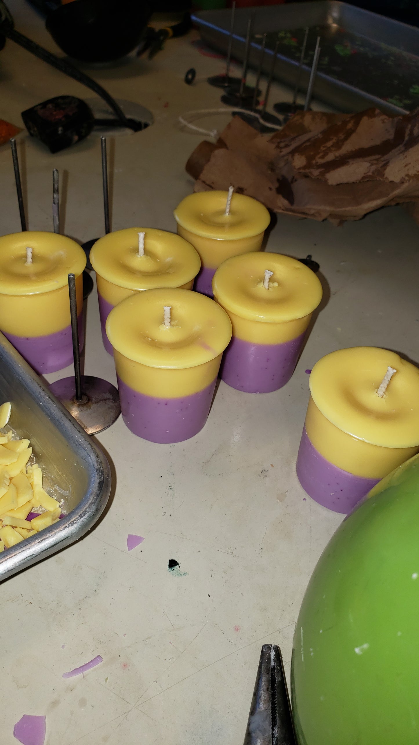 Votives made by student in candle making class