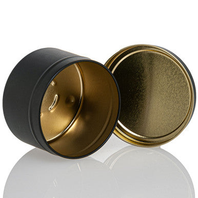 Black Round Tin 4oz, 6oz, 8oz, 12oz - AFFILIATED - Candle Cocoon, LLC