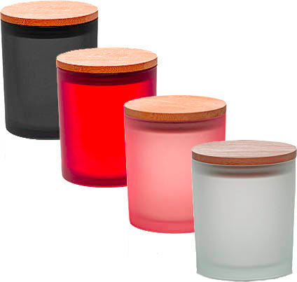 Rose Pink Frosted Candle Jar With Bamboo Lid 14.5oz - AFFILIATED - Candle Cocoon, LLC