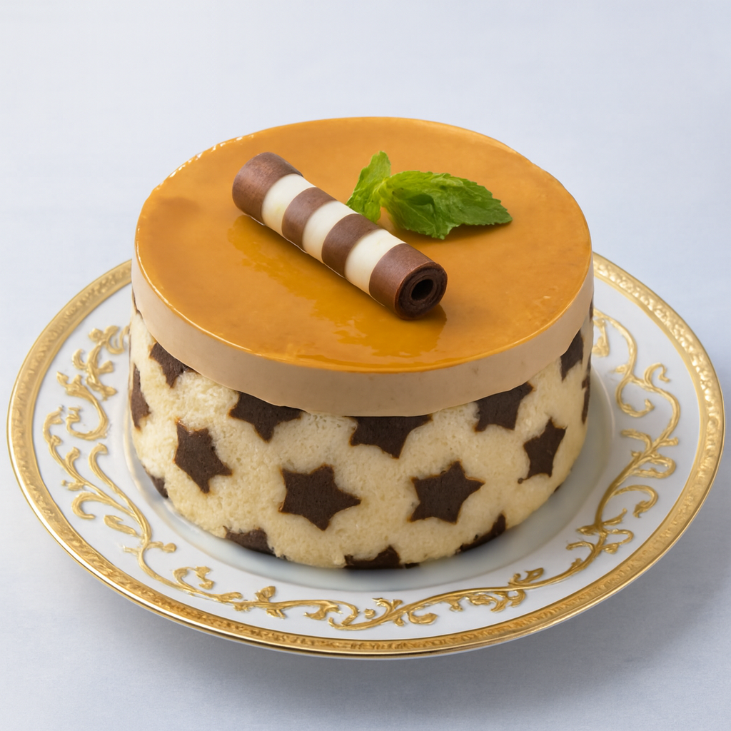 Elegant mousse cake styled to evoke the scent of Ginger Chiffon fragrance oil — warm, sweet, and comforting