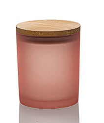 Rose Pink Frosted Candle Jar With Bamboo Lid 14.5oz  - AFFILIATED