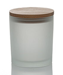 White Frosted Candle Jar With Bamboo Lid 14.5oz - AFFILIATED - Candle Cocoon, LLC