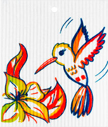 Fun Swedish wash towel with humming bird