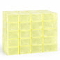 Forty individually wrapped aloe‑colored melt and pour soap base blocks stacked in neat rows, showing their translucent yellow‑green hue and smooth texture for soap making.