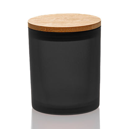 Frosted Black Candle Jar With Bamboo Lid 14.5oz  - AFFILIATED