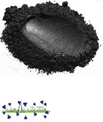 Black mica powder on a white background