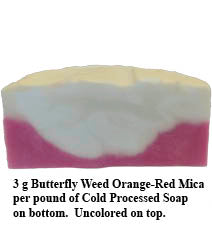 Butterfly Weed Orange-Red Mica used in Cold processed soap