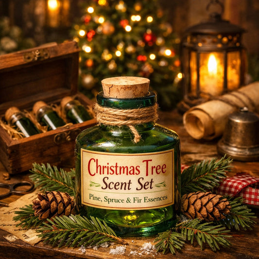 Green Bottle that represents Christmas Tree Fragrance Oil Set