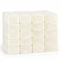 Forty cocoa‑butter melt and pour soap base blocks, individually wrapped and neatly stacked to show their smooth texture and quality for soap making.