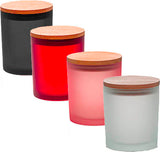 Red Frosted Candle Jar With Bamboo Lid 14.5oz  - AFFILIATED