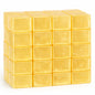   
Forty individually wrapped honey melt and pour soap blocks arranged in neat rows on a clean white background. Each block is translucent with a warm golden hue and smooth, glossy surfaces that reflect light. The blocks are uniform in size and shape, showing subtle hand‑poured texture and natural variations in color. The arrangement highlights their clarity and quality for soap making.