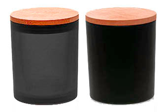 Frosted Black Candle Jar With Bamboo Lid 14.5oz  - AFFILIATED