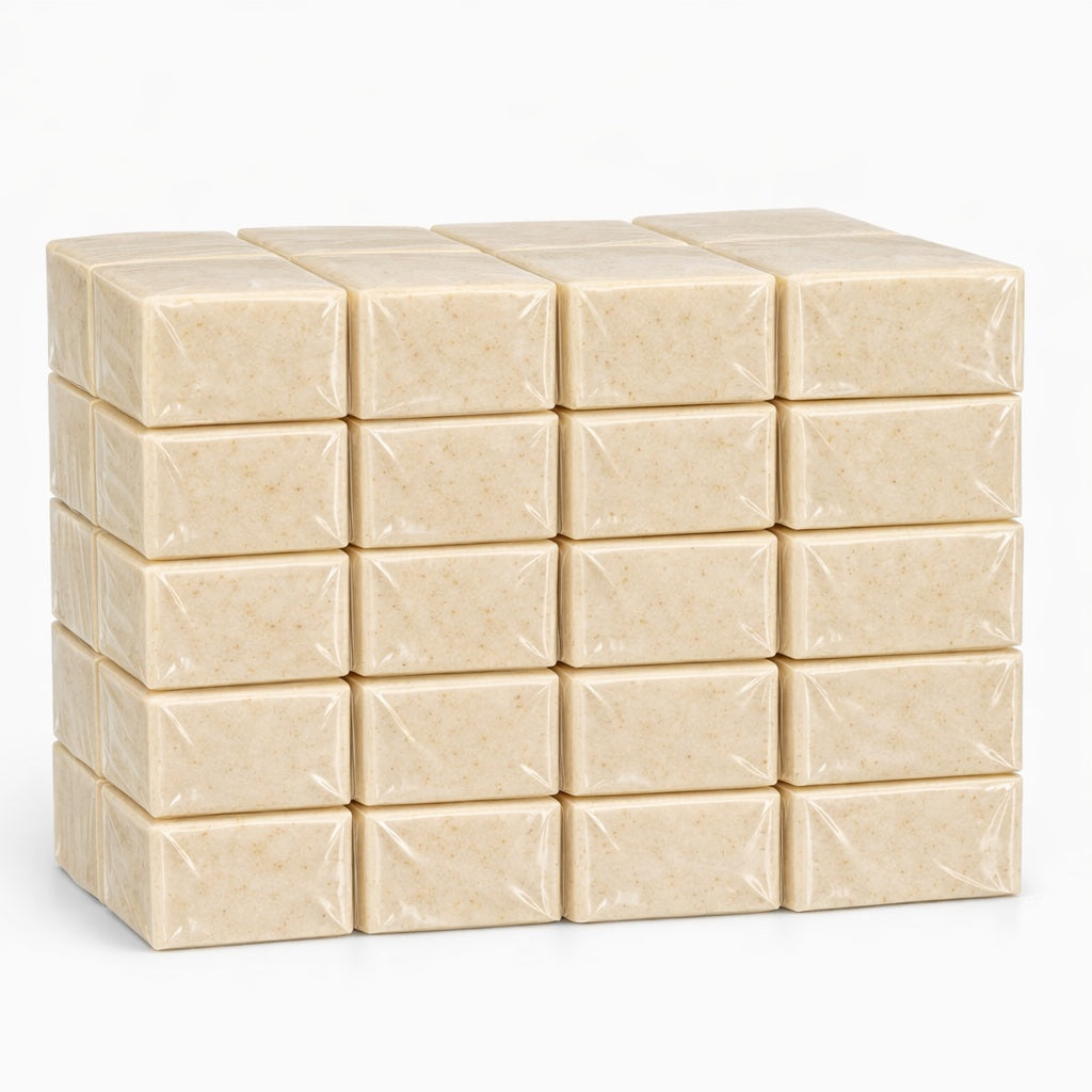 40 wrapped creamy colored oatmeal melt and pour soap base pieces