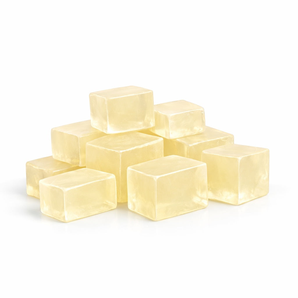Various sized chunks of Organic Oil Clear Melt and Pour Soap Base