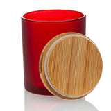 Red Frosted Candle Jar With Bamboo Lid 14.5oz  - AFFILIATED