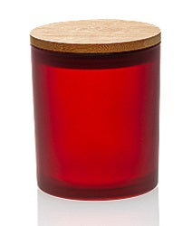 Red Frosted Candle Jar With Bamboo Lid 14.5oz  - AFFILIATED