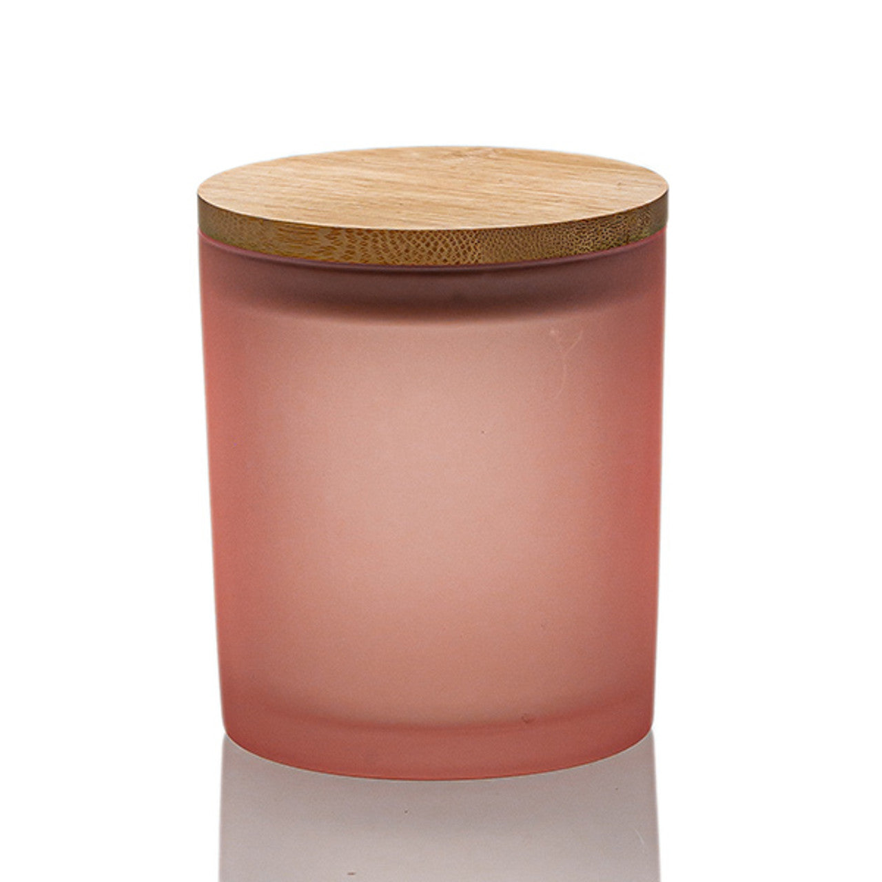 Rose Pink Frosted Candle Jar With Bamboo Lid 14.5oz  - AFFILIATED