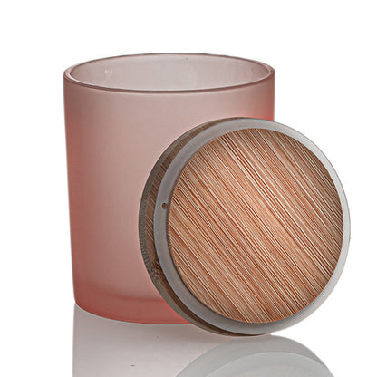 Rose Pink Frosted Candle Jar With Bamboo Lid 14.5oz  - AFFILIATED