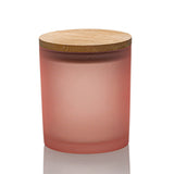 Rose Pink Frosted Candle Jar With Bamboo Lid 14.5oz  - AFFILIATED
