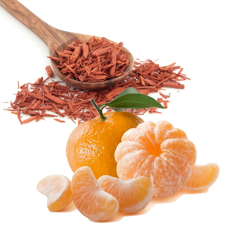 Raw sandalwood and mandarin slices