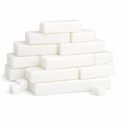 Stack of random cuts of Shea melt and pour soap base in bulk