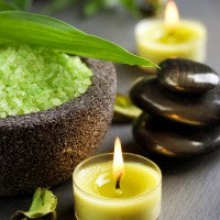 morter filled with green smoked clove and tobacco flagrance crystals