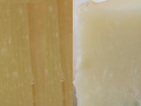 XO Cognac on left in Cold Process soap.  Right side is without scent