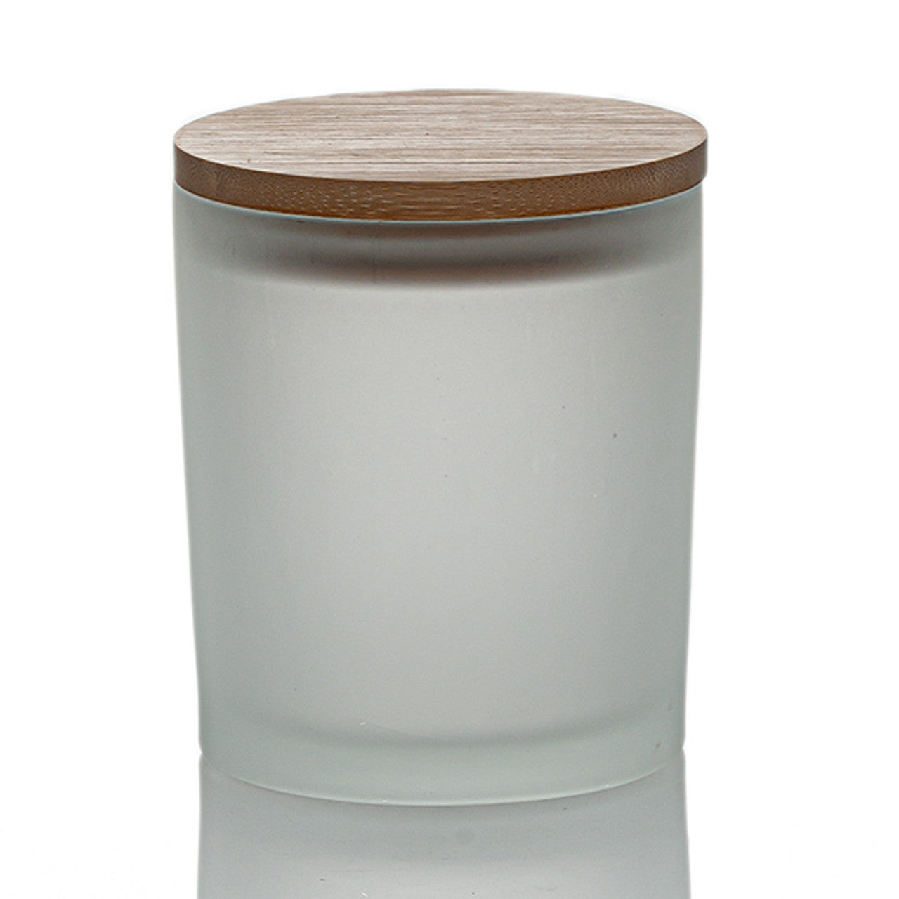 White Frosted Candle Jar With Bamboo Lid 14.5oz  - AFFILIATED