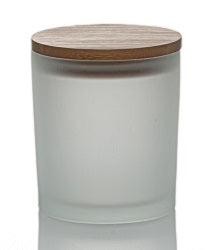 White Frosted Candle Jar With Bamboo Lid 14.5oz  - AFFILIATED