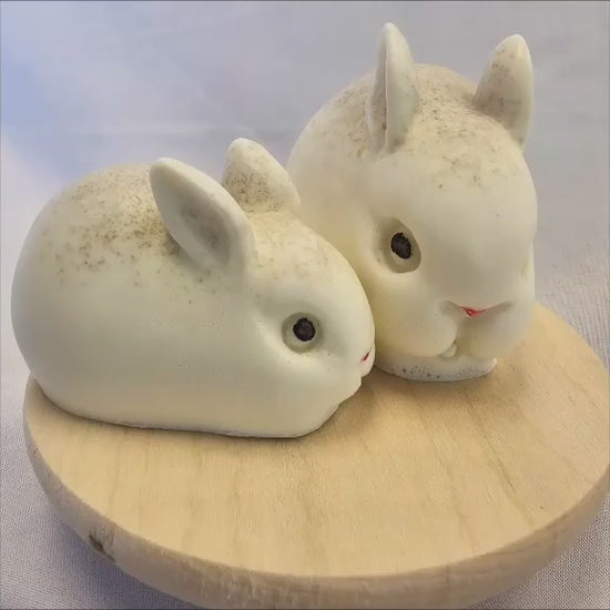 Melt and Pour Soap bunnies made with Oatmeal SFIC soap base with the big and little Bun Bun silicone molds