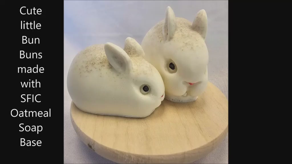 Melt and Pour Soap bunnies made with Oatmeal SFIC soap base with the big and little Bun Bun silicone molds