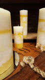 Pillar Candles that look like marble made using paraffin wax 145F
