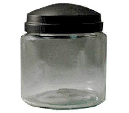 16 oz Clear Tall Glass Jar with Black Lid