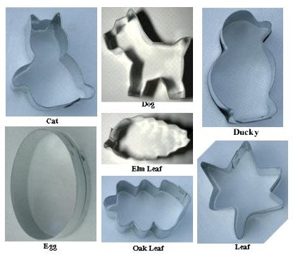 small cookie cutters such as cat, dog, leaf, duck or egg