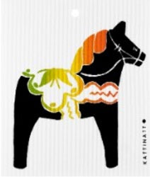 Wash Towel - Dala horse Black*