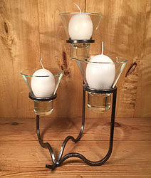 Danish Iron - Waves Candle Holder with Two Glass Cups