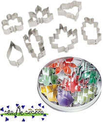 Tin of seven leaf cookie cutters