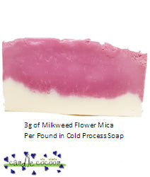 Milkweed Flower Mica in Cold Process soap at 3g per pound