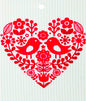 Wash Towel - Red Heart with Bird Pair