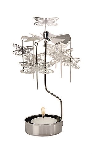 Dragonfly Rotary Candle Holder Silver